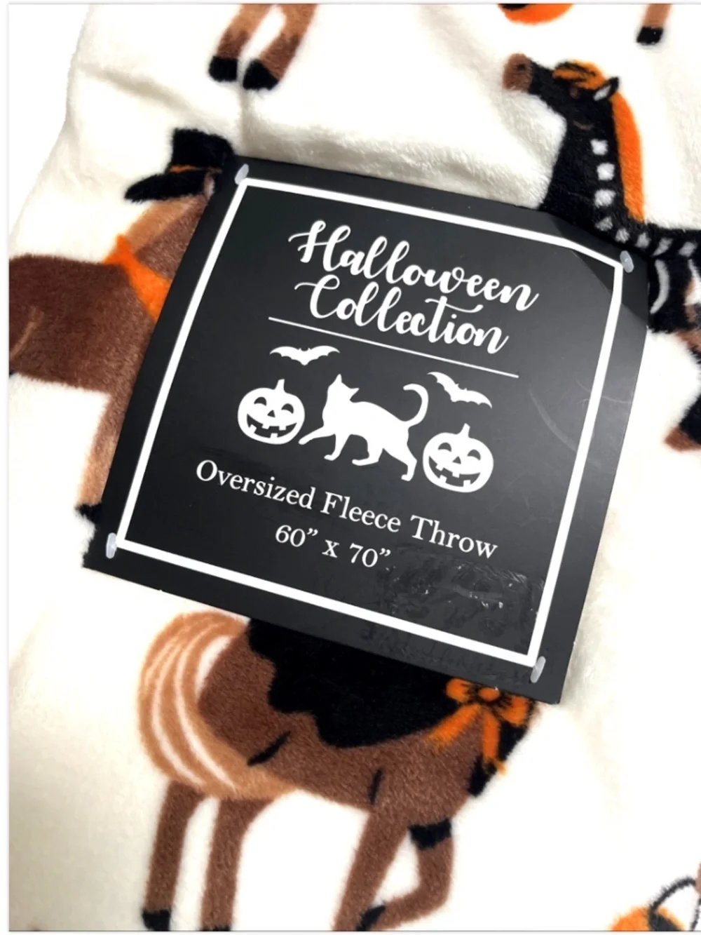 Halloween Horse Pony Fleece Throw Blanket 60x70 Pumpkins Bats Witch Skeleton